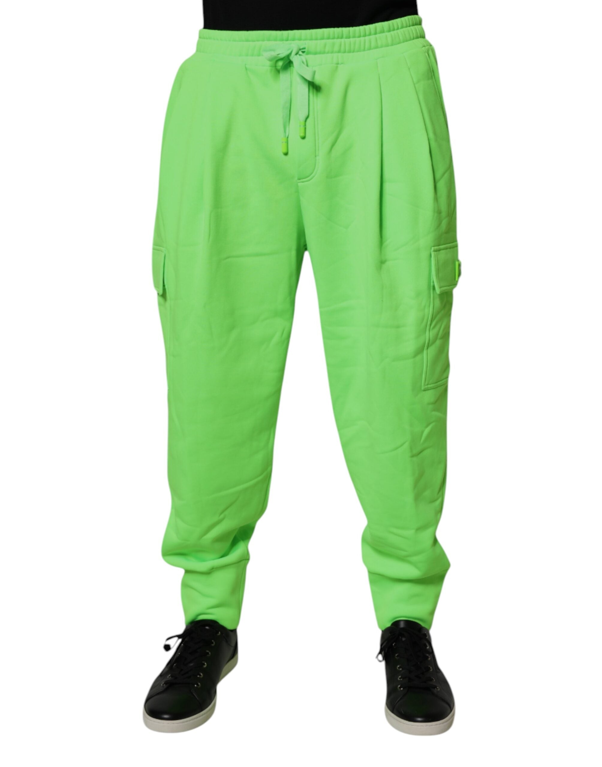 Dolce & Gabbana Neongrüner Cargo-Jogger Männer-Sweatpants Hosen