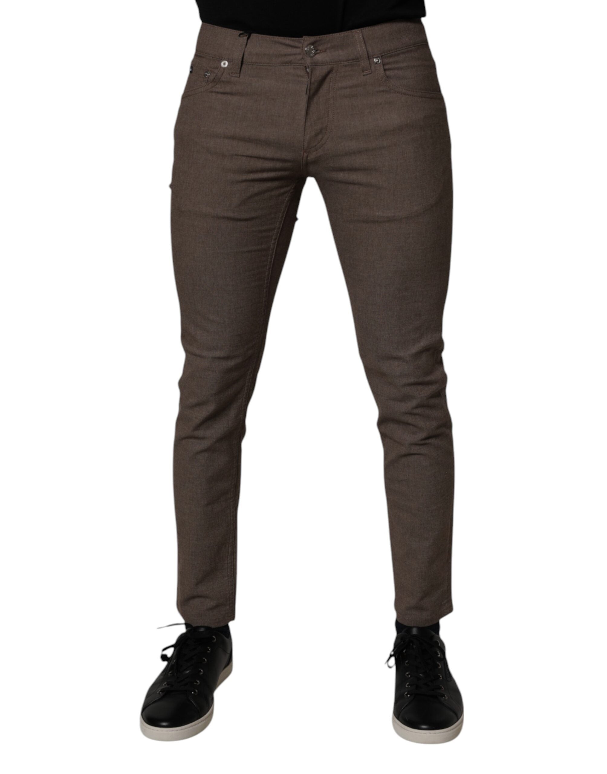 Dolce & Gabbana Brown Cotton Stretch Chinos