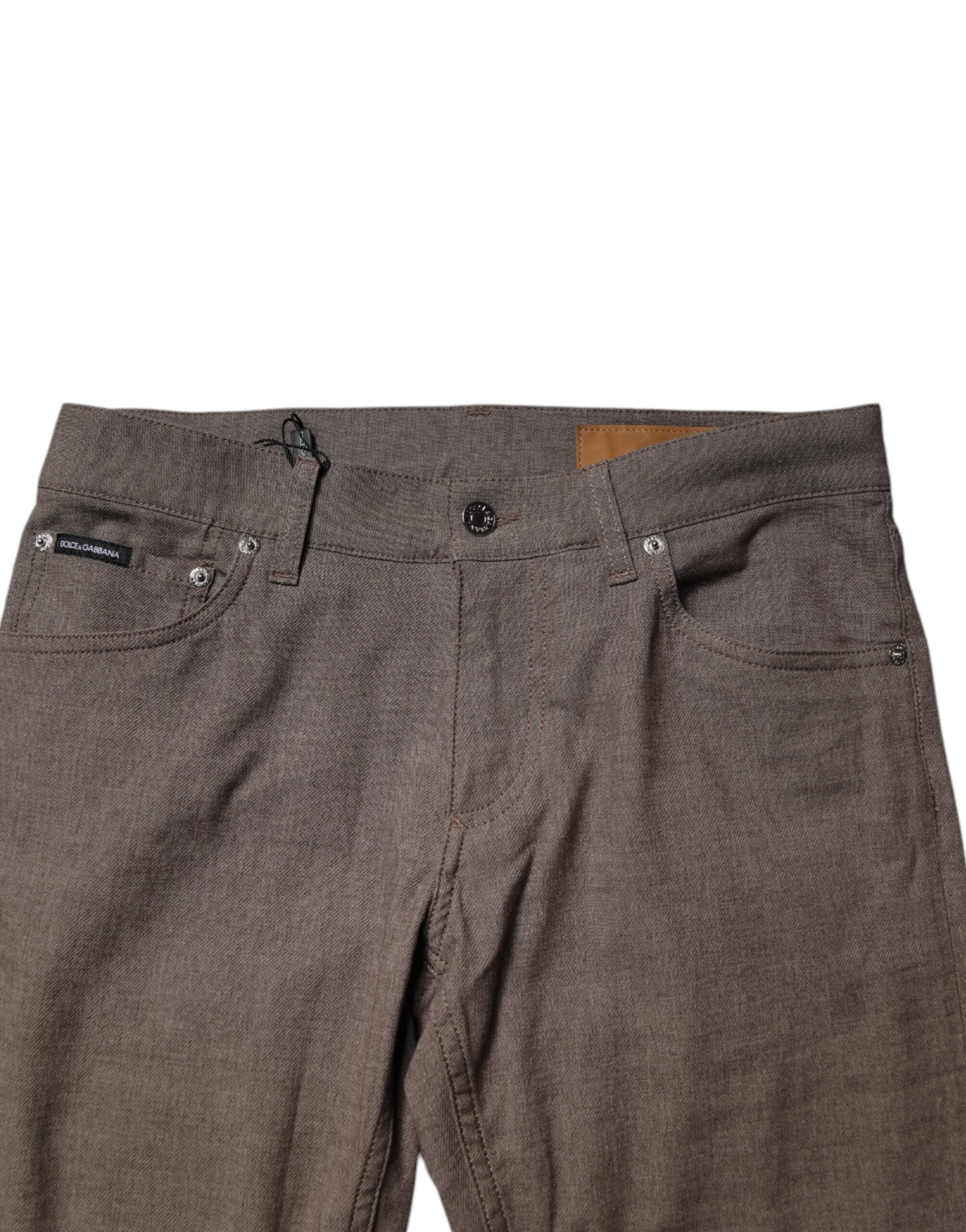 Dolce & Gabbana Brown Cotton Stretch Chinos