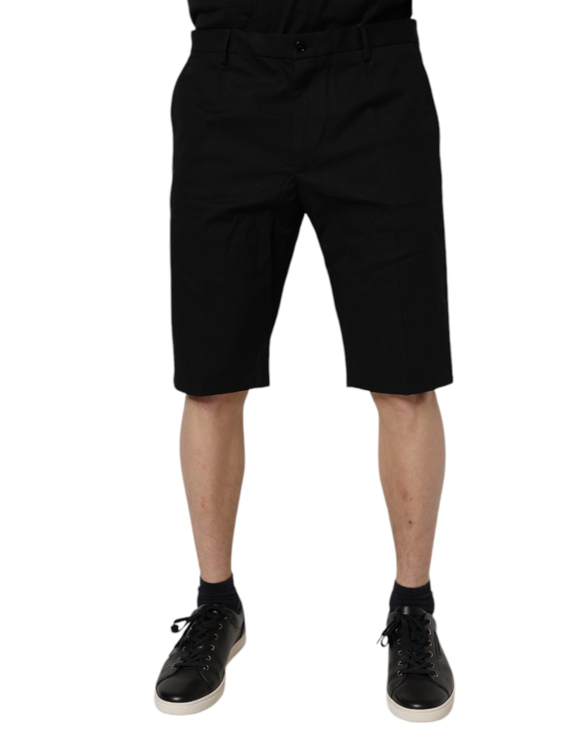 Dolce & Gabbana Black Mid-Rise Cotton Bermuda Shorts