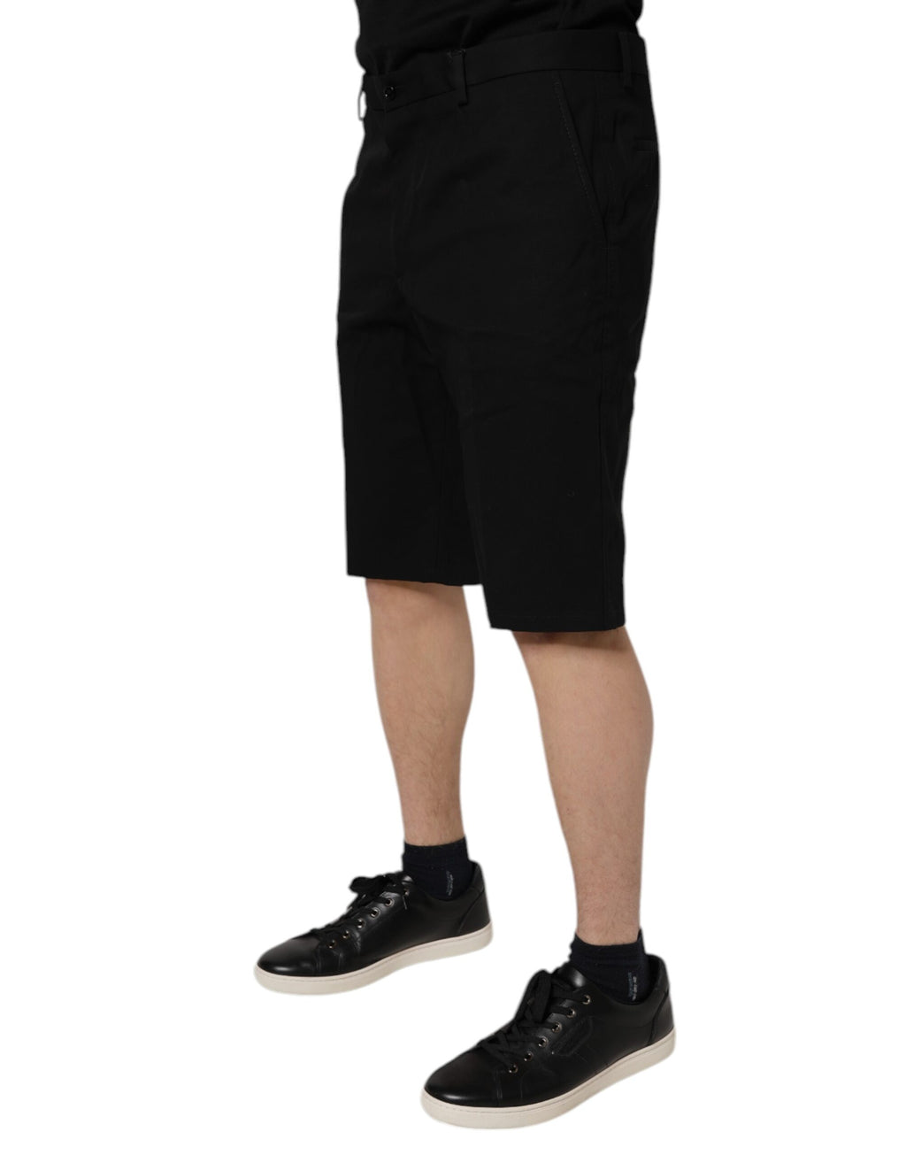 Dolce & Gabbana Black Mid-Rise Cotton Bermuda Shorts