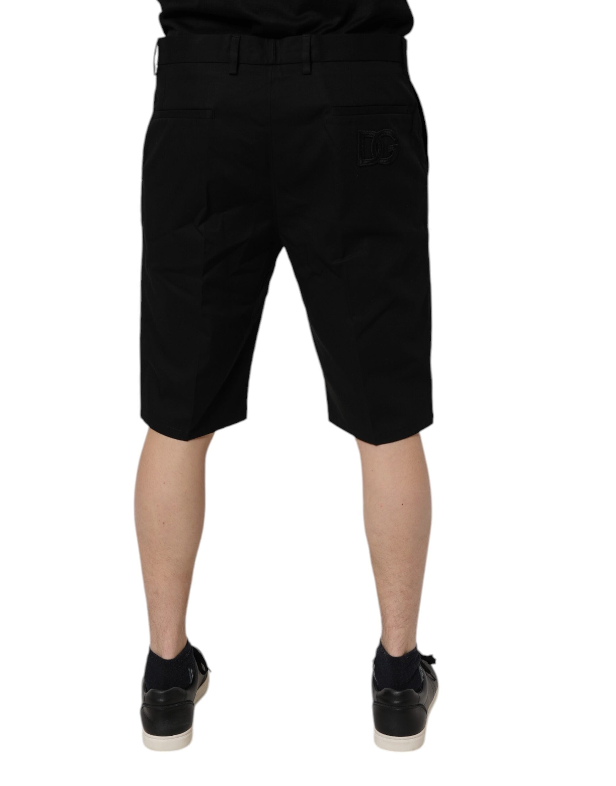 Dolce & Gabbana Black Mid-Rise Cotton Bermuda Shorts