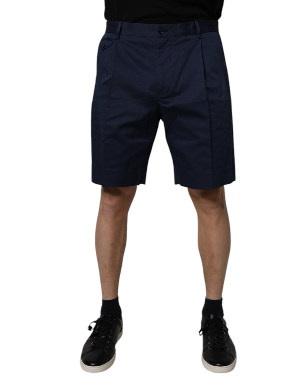 Dolce & Gabbana Men's Dark Blue Mid-Rise Cotton Bermuda Shorts
