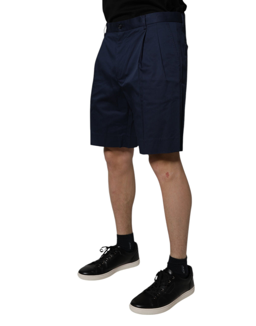 Dolce & Gabbana Men's Dark Blue Mid-Rise Cotton Bermuda Shorts