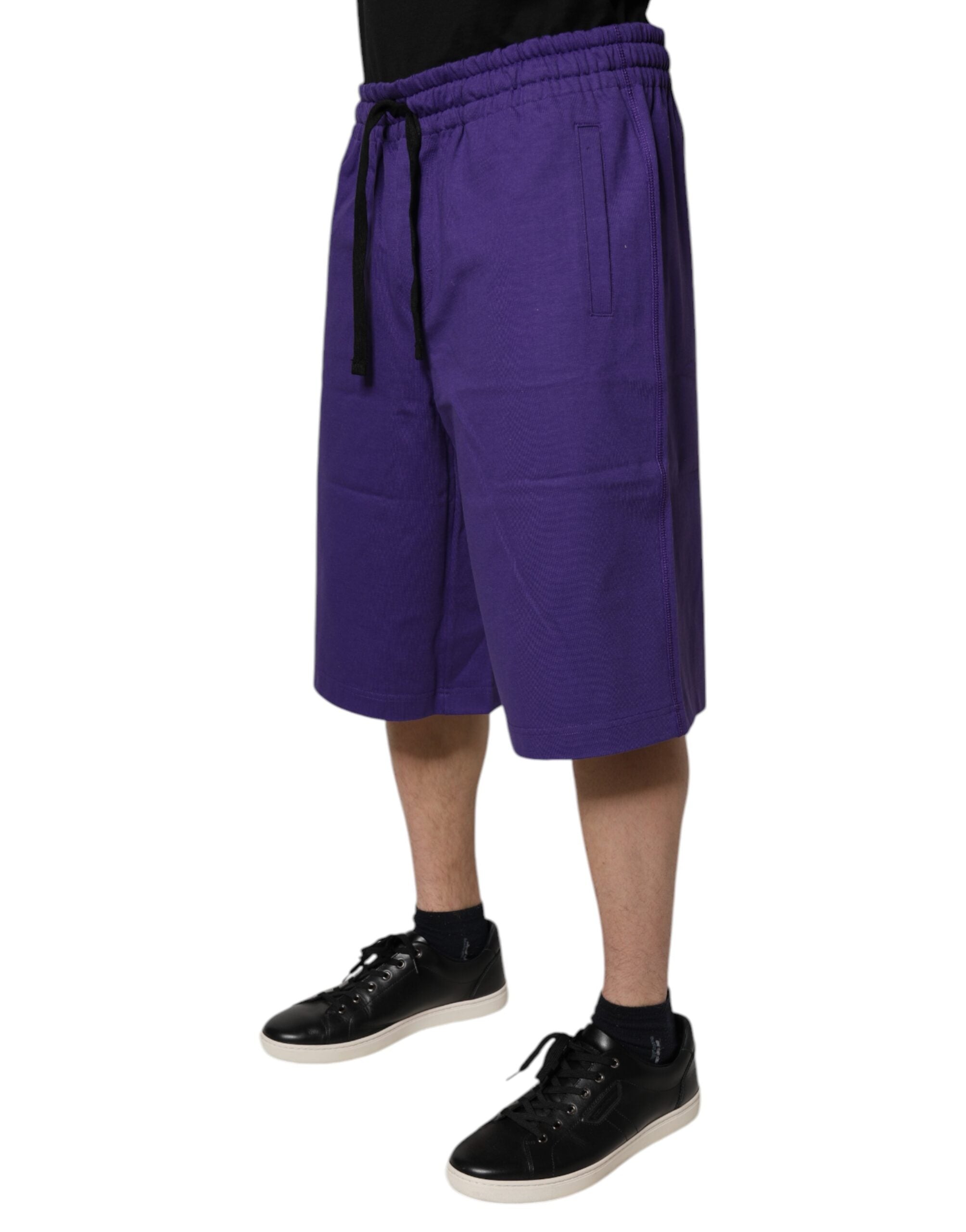 Dolce & Gabbana Purple Cotton Men's Bermuda Sweatshorts Shorts