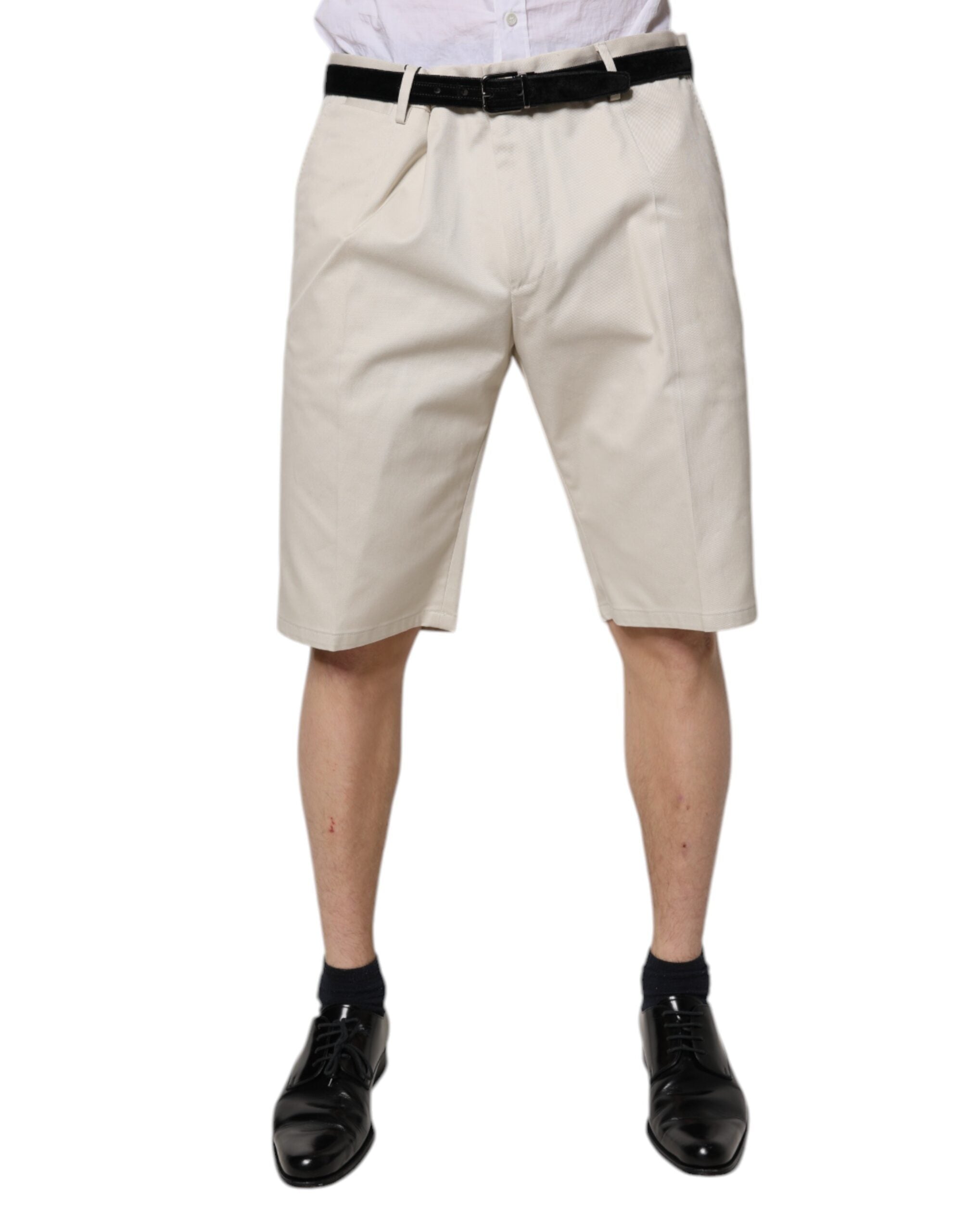 Dolce & Gabbana Beige Mid-Rise Cotton Bermuda Shorts
