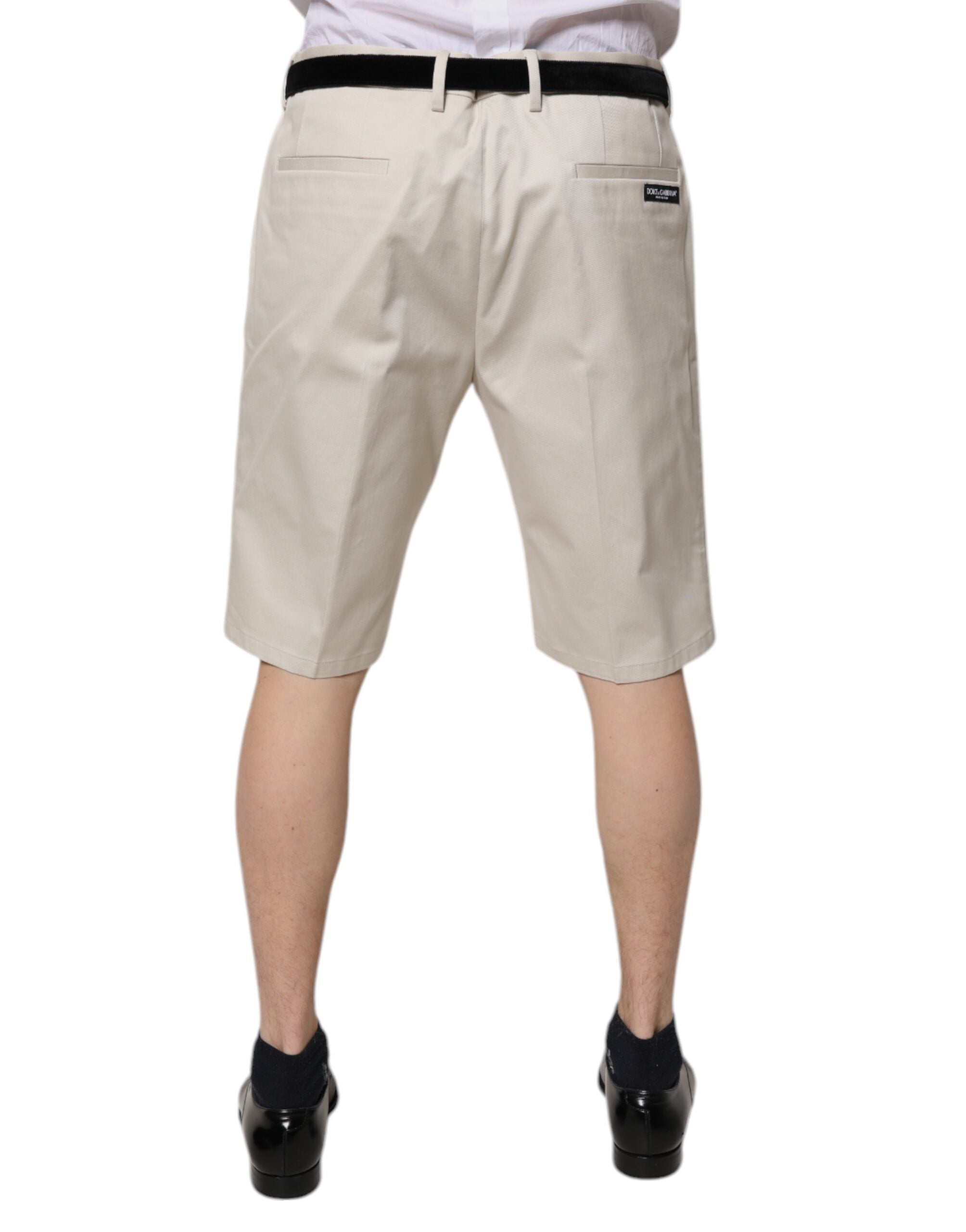 Dolce & Gabbana Beige Mid-Rise Cotton Bermuda Shorts