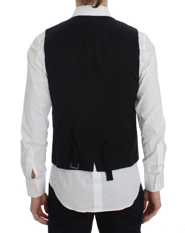 Dolce & Gabbana Grey Striped Formal Waistcoat