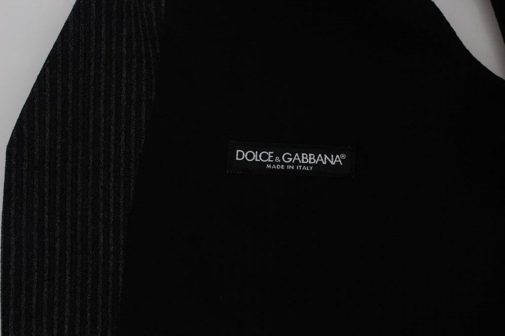 Dolce & Gabbana Grey Striped Formal Waistcoat