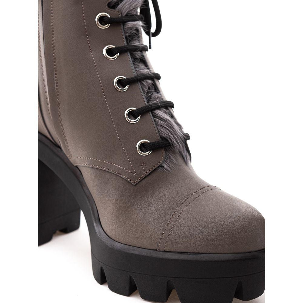 Giuseppe Zanotti Beigefarbene Schnürstiefel aus Öko-Leder