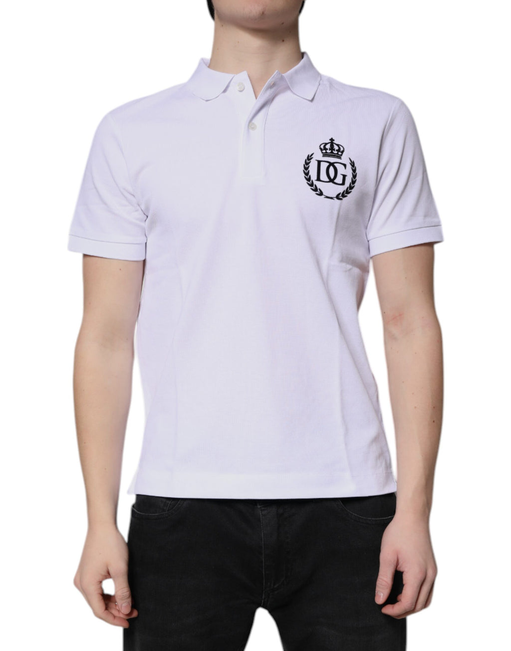 Dolce & Gabbana Men's White Cotton Collar Polo T-Shirt