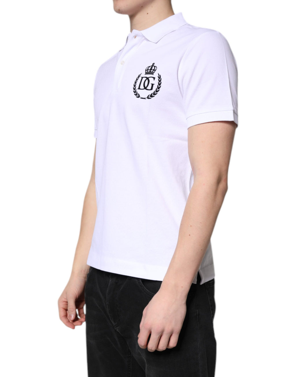 Dolce & Gabbana Men's White Cotton Collar Polo T-Shirt