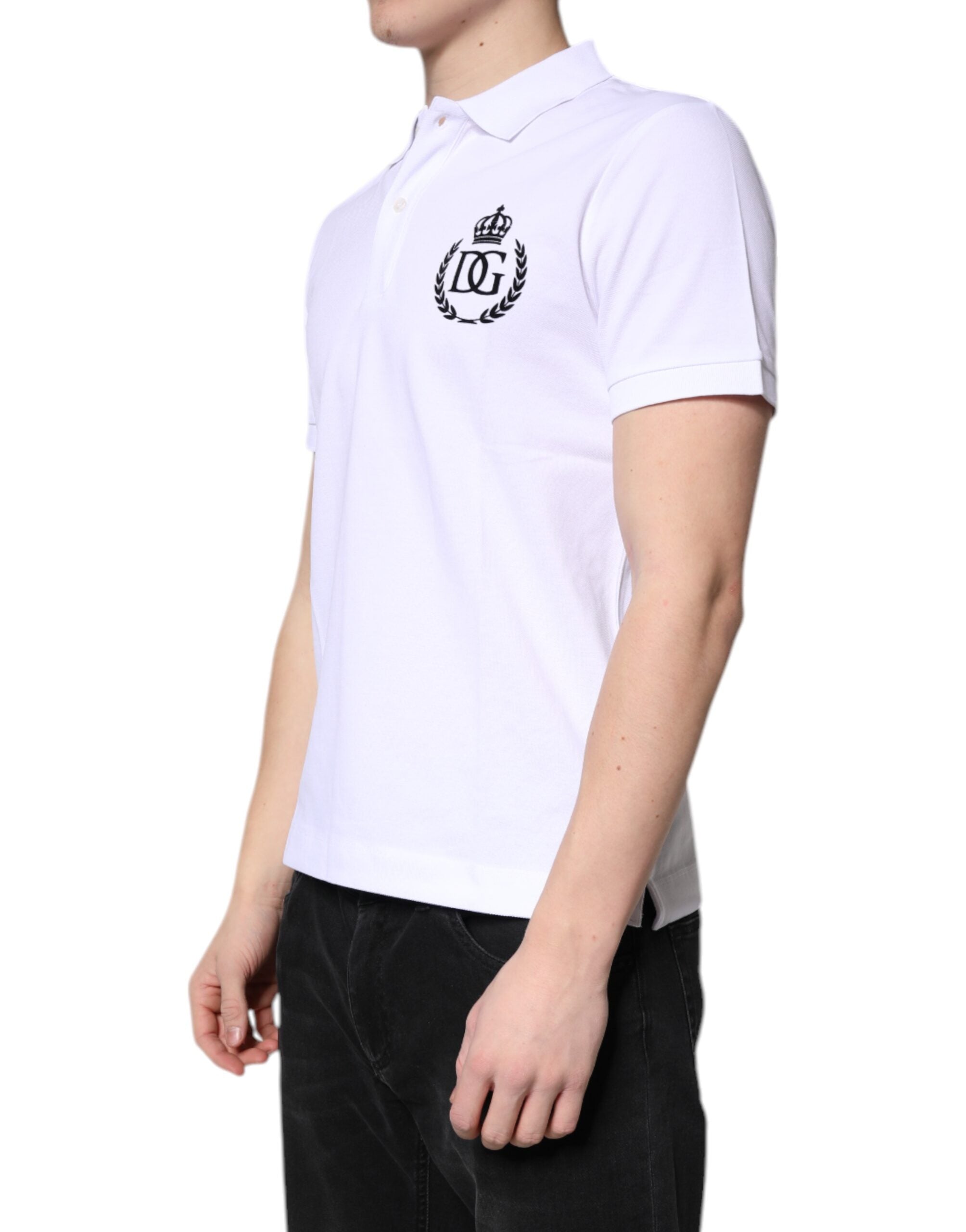 Dolce & Gabbana Men's White Cotton Collar Polo T-Shirt