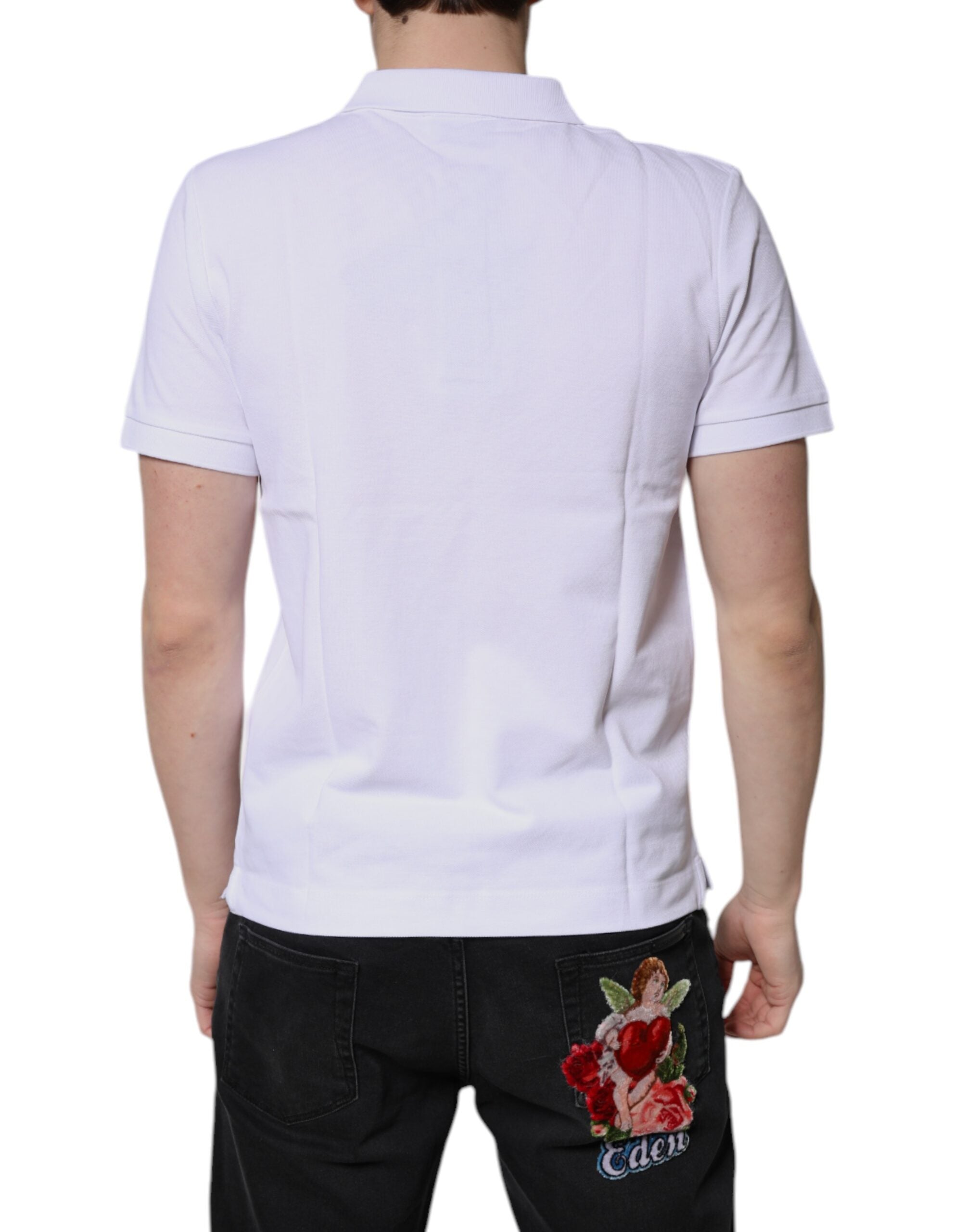 Dolce & Gabbana Men's White Cotton Collar Polo T-Shirt