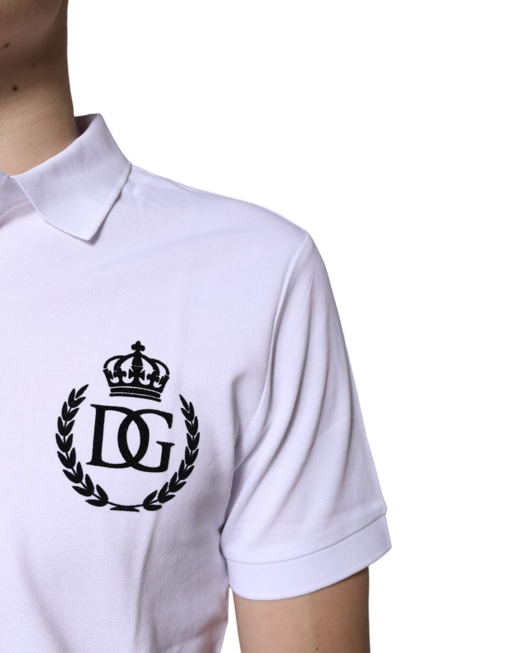 Dolce & Gabbana Men's White Cotton Collar Polo T-Shirt