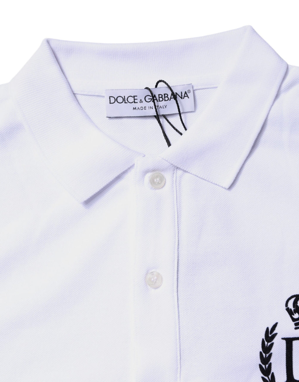 Dolce & Gabbana Men's White Cotton Collar Polo T-Shirt