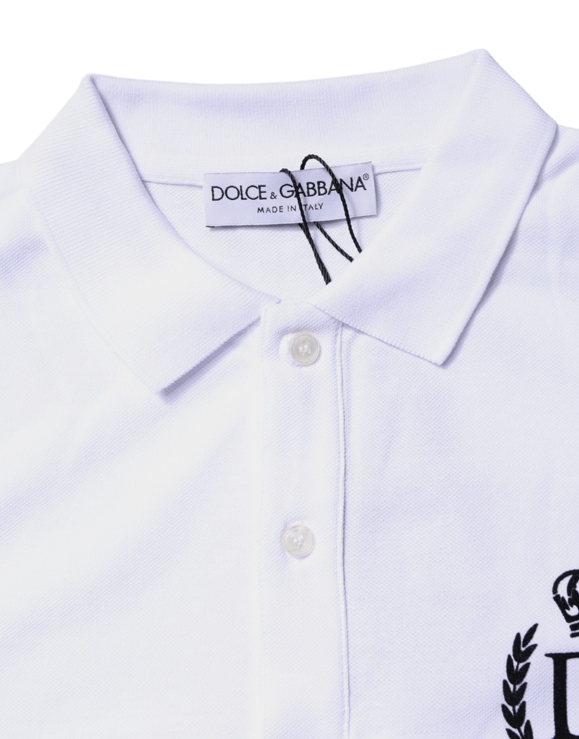 Dolce & Gabbana Men's White Cotton Collar Polo T-Shirt