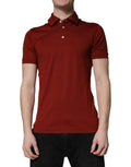 Dolce & Gabbana Red Cotton Polo T-Shirt with DG Logo and Collar