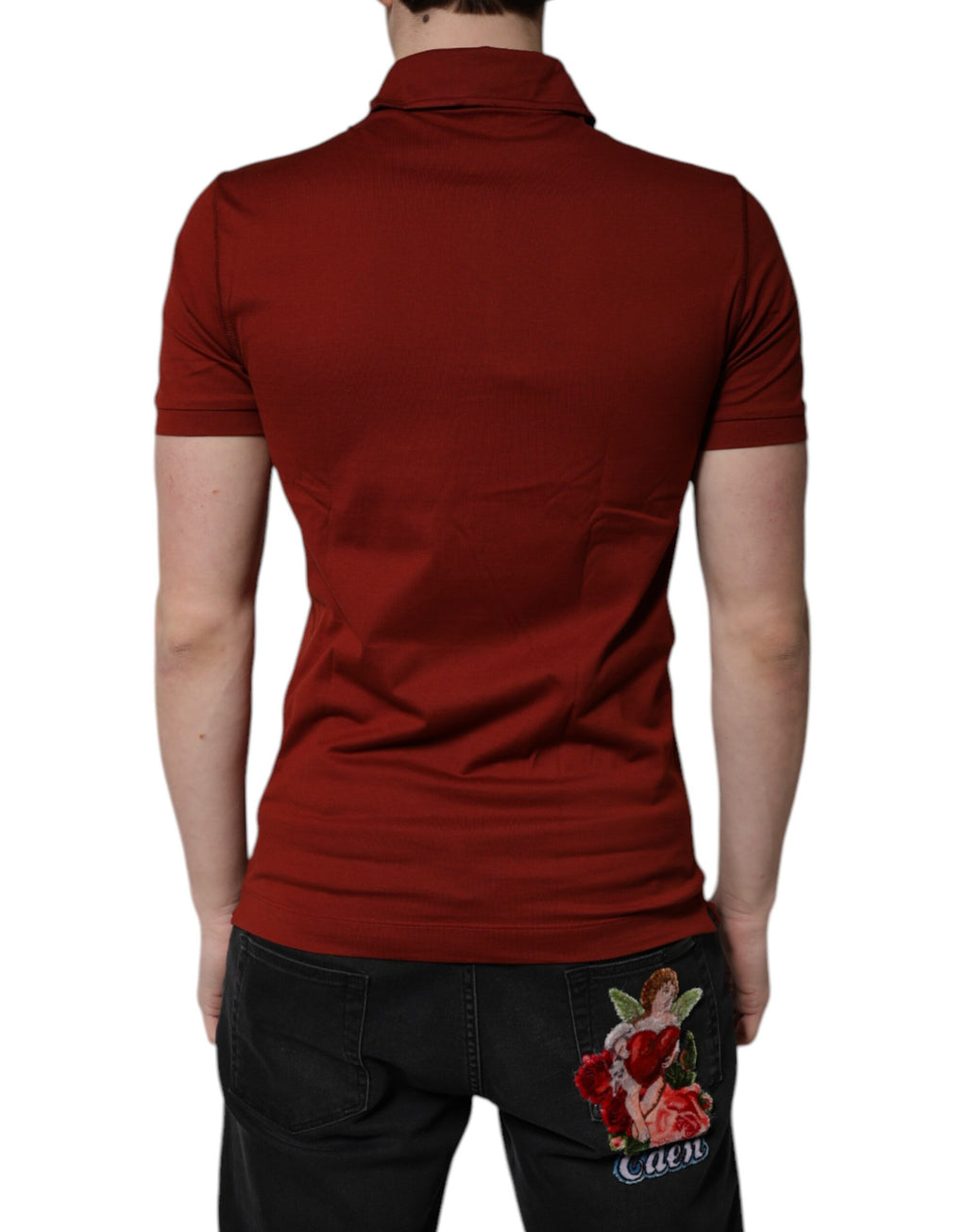 Dolce & Gabbana Red Cotton Polo T-Shirt with DG Logo and Collar