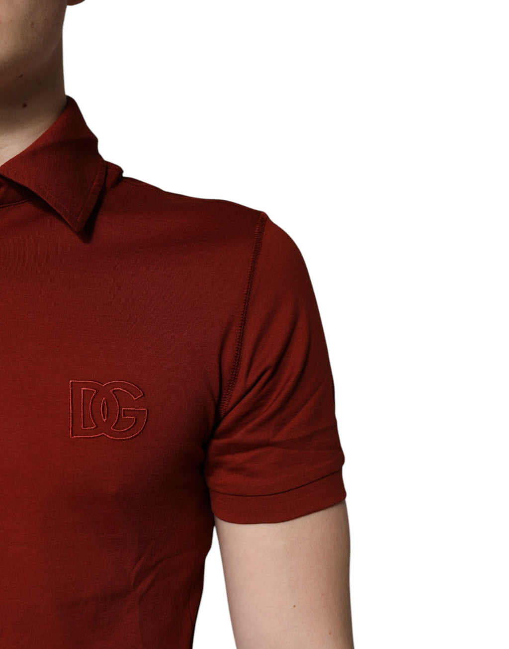 Dolce & Gabbana Red Cotton Polo T-Shirt with DG Logo and Collar