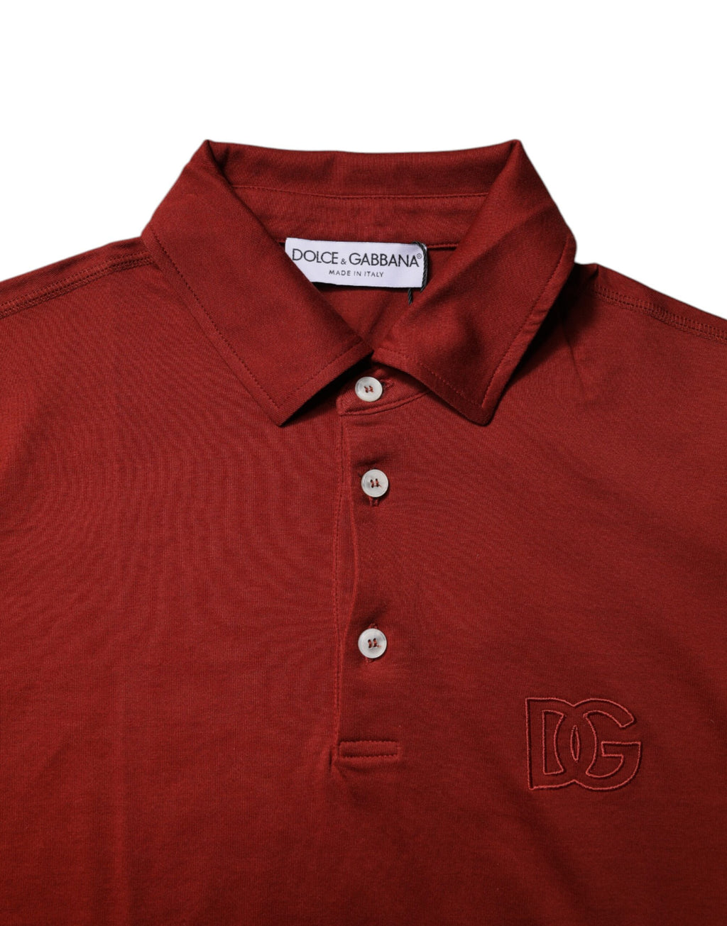 Dolce & Gabbana Red Cotton Polo T-Shirt with DG Logo and Collar