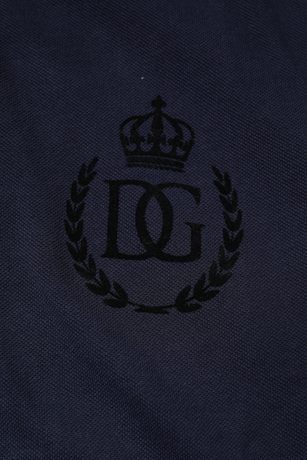 Dolce & Gabbana Navy Blue Cotton Crown Polo T-Shirt with Collar