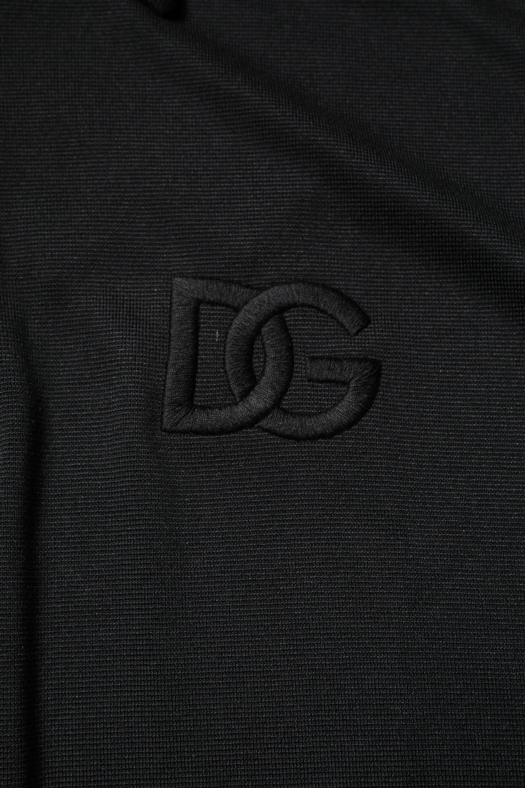 Dolce & Gabbana Black Polyester DG Logo Polo Shirt with Collar