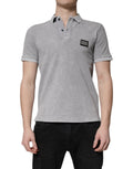 Dolce & Gabbana Graues Logo Plaque Baumwolle Männer Polo Shirt T-Shirt