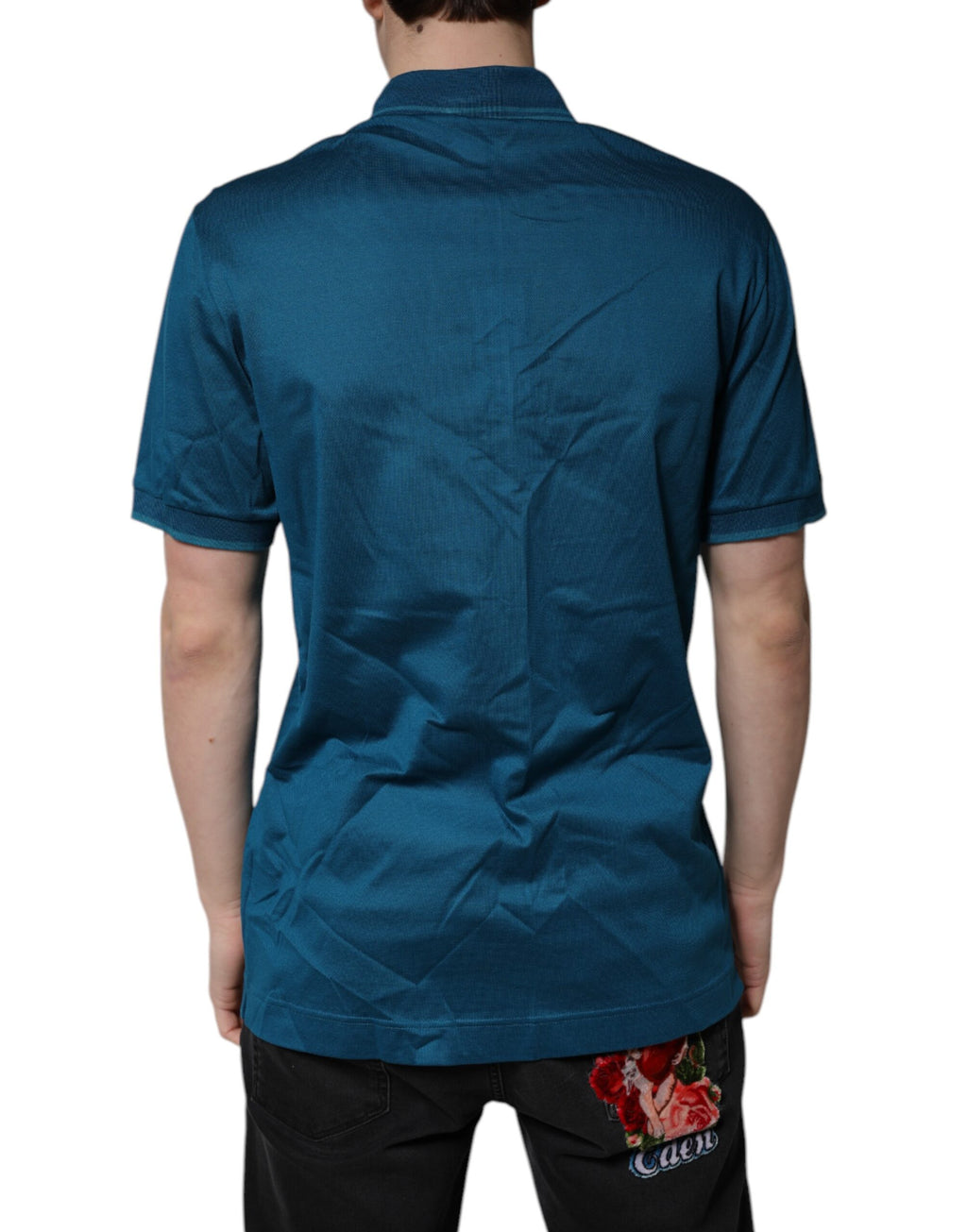 Dolce & Gabbana Men's Blue Logo Cotton Polo Shirt T-shirt