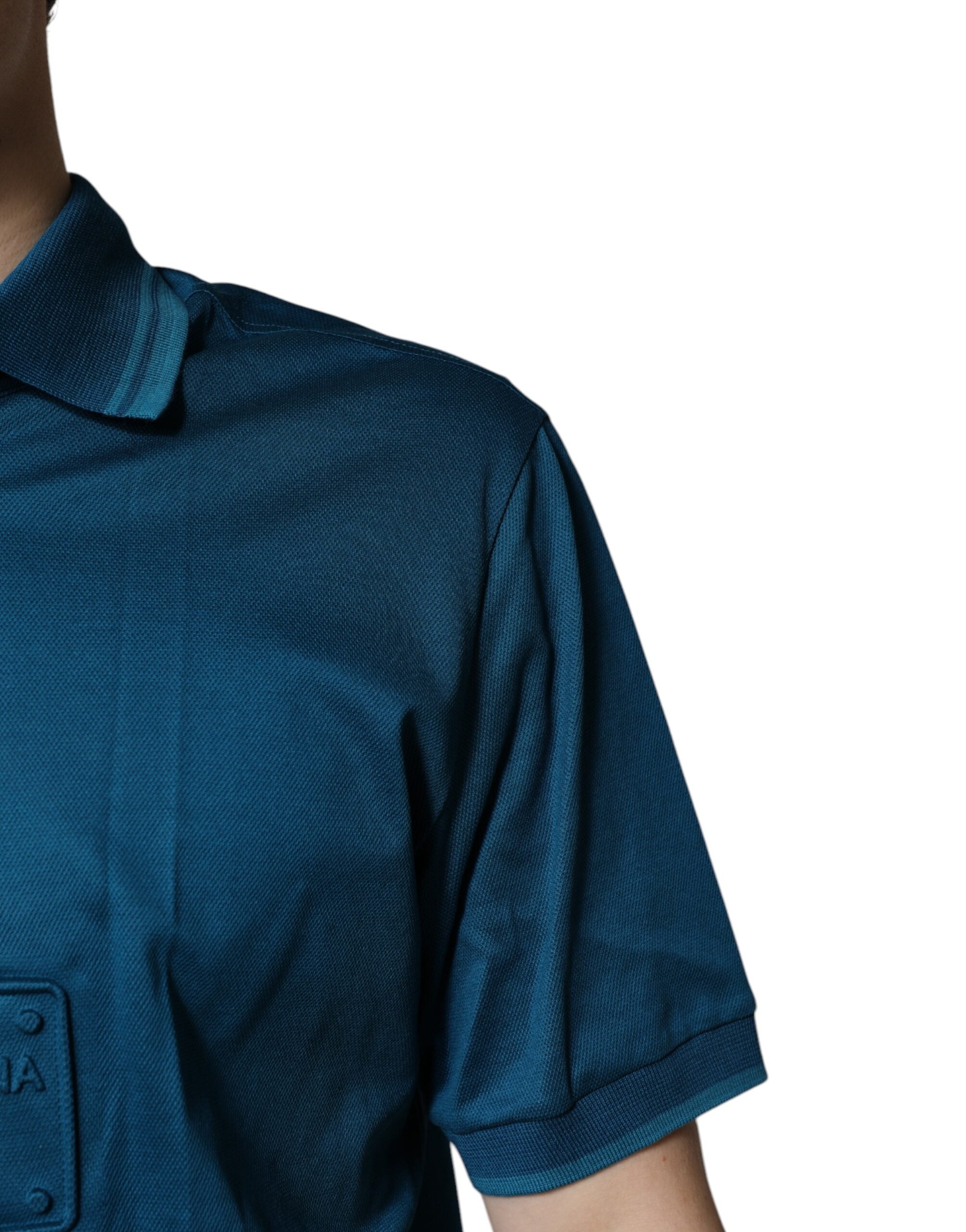 Dolce & Gabbana Men's Blue Logo Cotton Polo Shirt T-shirt
