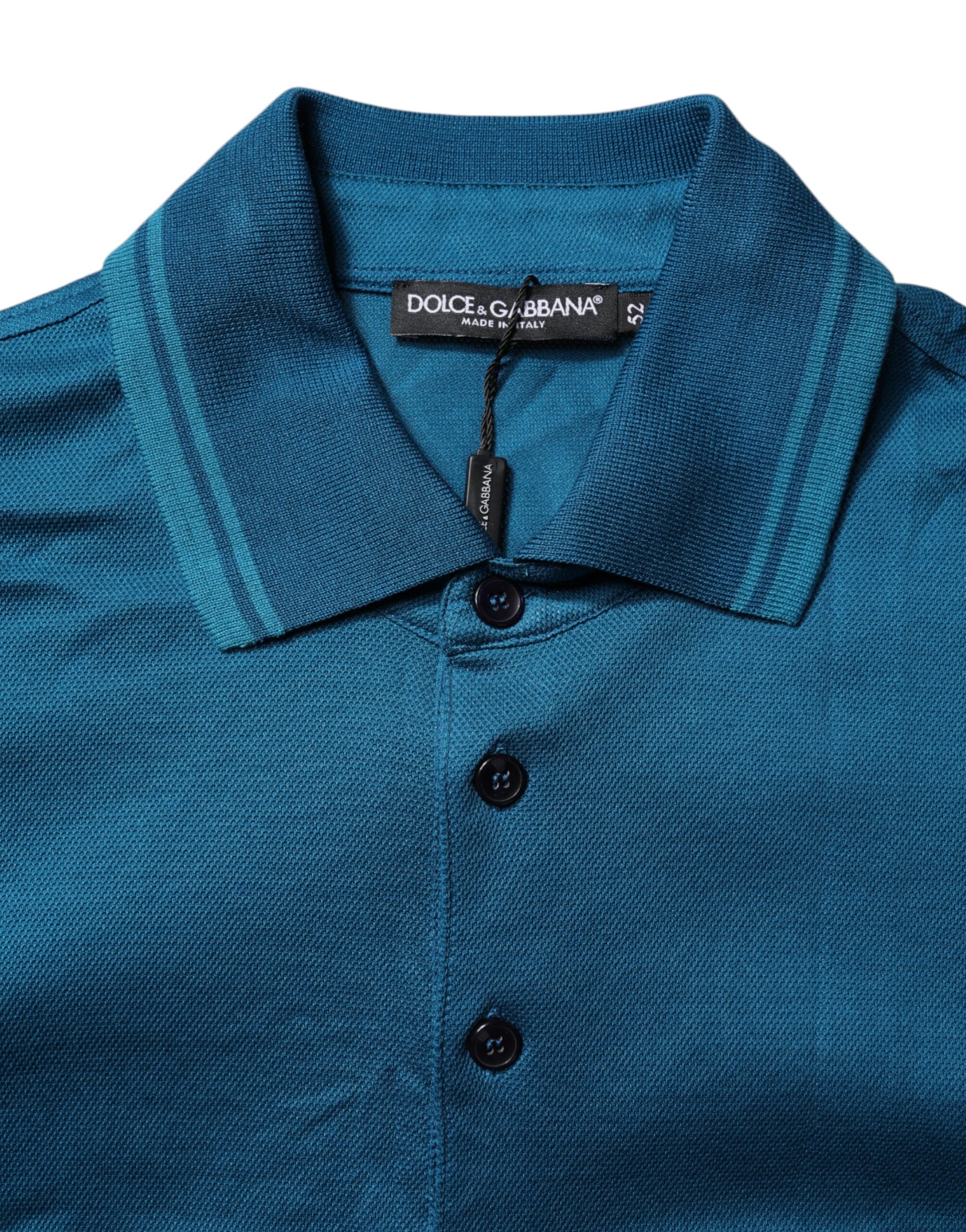 Dolce & Gabbana Men's Blue Logo Cotton Polo Shirt T-shirt