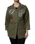Dolce & Gabbana Military Green Ornate Coat Jacket Queen