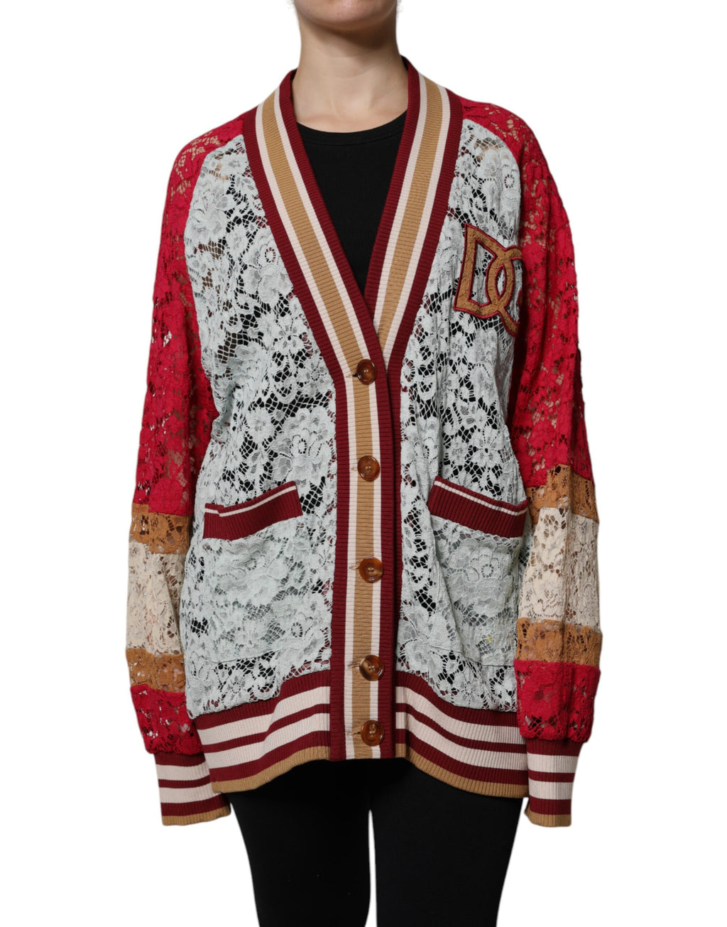Dolce & Gabbana Multicolor Floral Lace Knit Cardigan