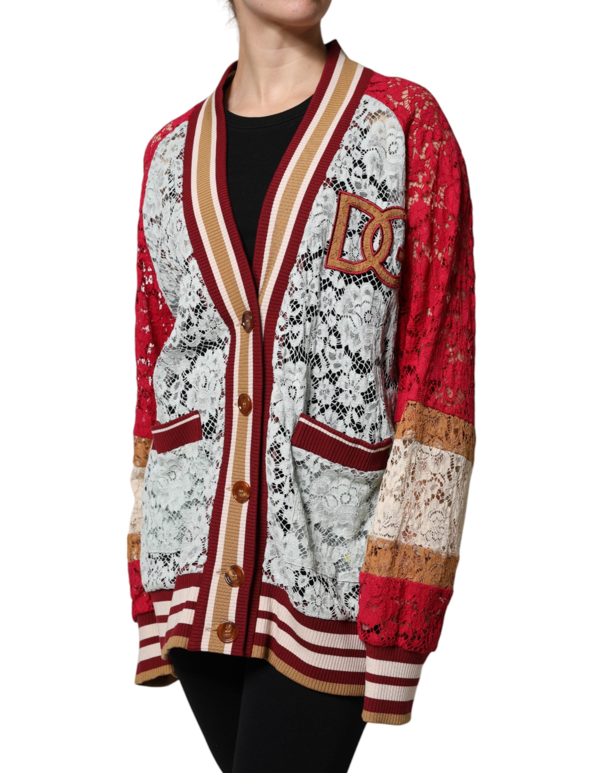 Dolce & Gabbana Multicolor Floral Lace Knit Cardigan