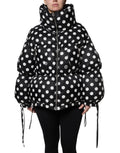 Dolce & Gabbana Schwarz-weiß gepunktete Pufferjacke mit durchgehendem Reißverschluss