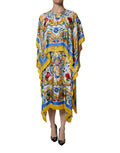 Dolce & Gabbana Multicolor Majolika Kaftan Kurzärmeliges Maxikleid
