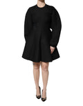 Dolce & Gabbana Black Cotton A-Line Long-Sleeve Mini Dress