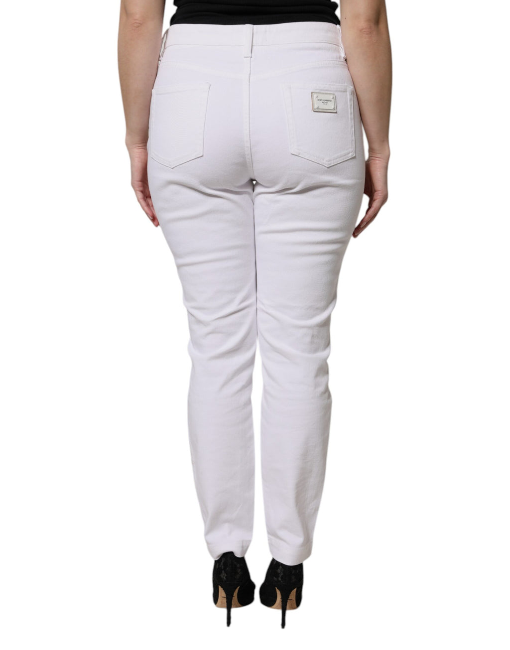 Dolce & Gabbana White Mid-Rise Cotton Skinny Denim Jeans
