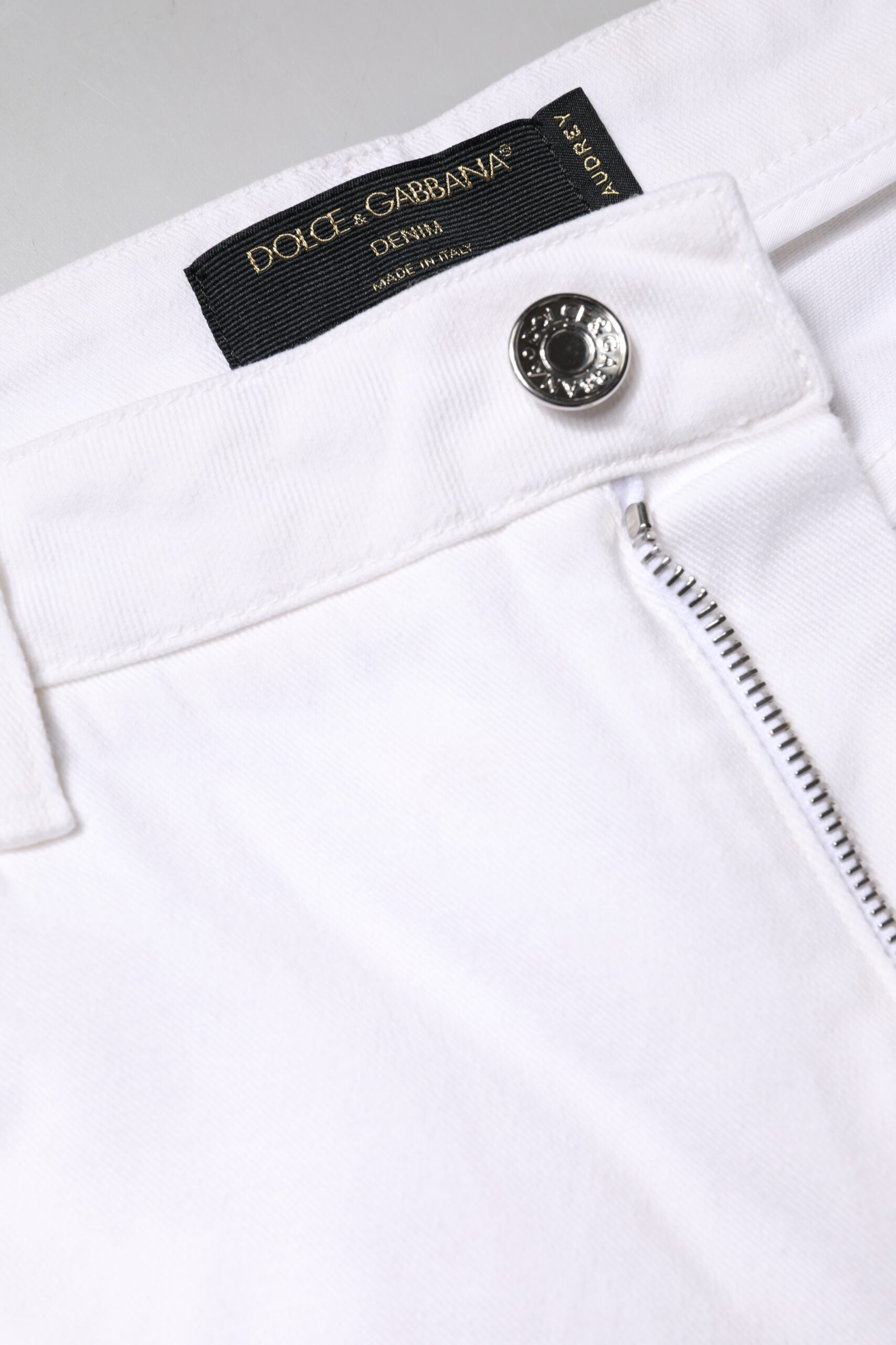 Dolce & Gabbana White Mid-Rise Cotton Skinny Denim Jeans