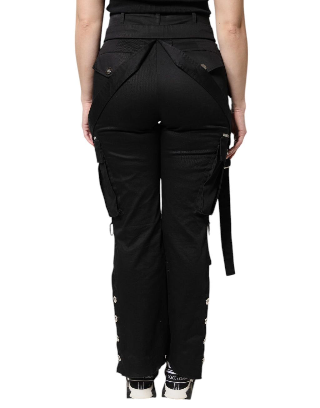 Dolce & Gabbana Black High-Waist Cotton Cargo Trousers