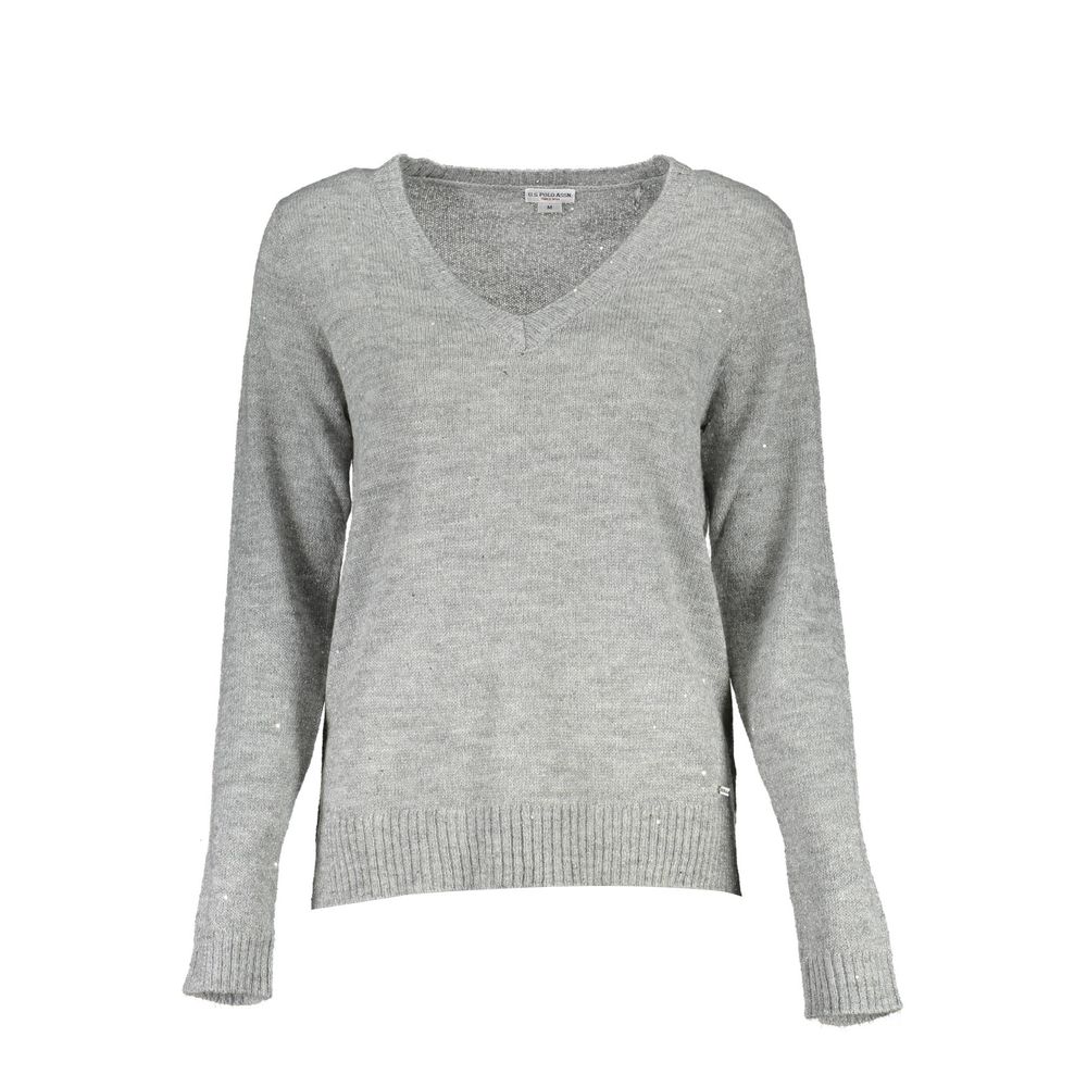 U.S. POLO ASSN. Silberner Pullover aus Wolle für Frauen