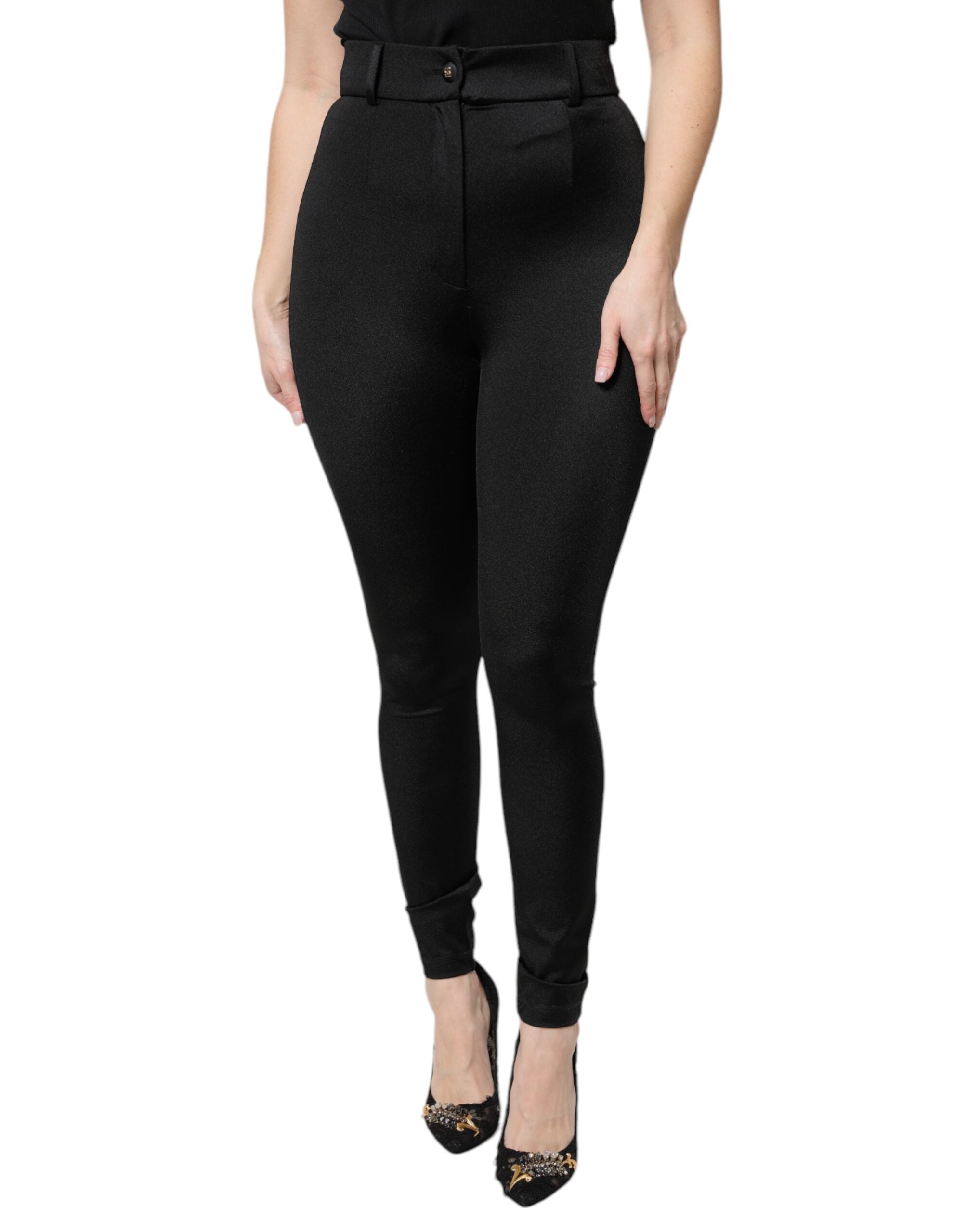 Dolce & Gabbana Black High-Waist Slim-Fit Nylon Trousers