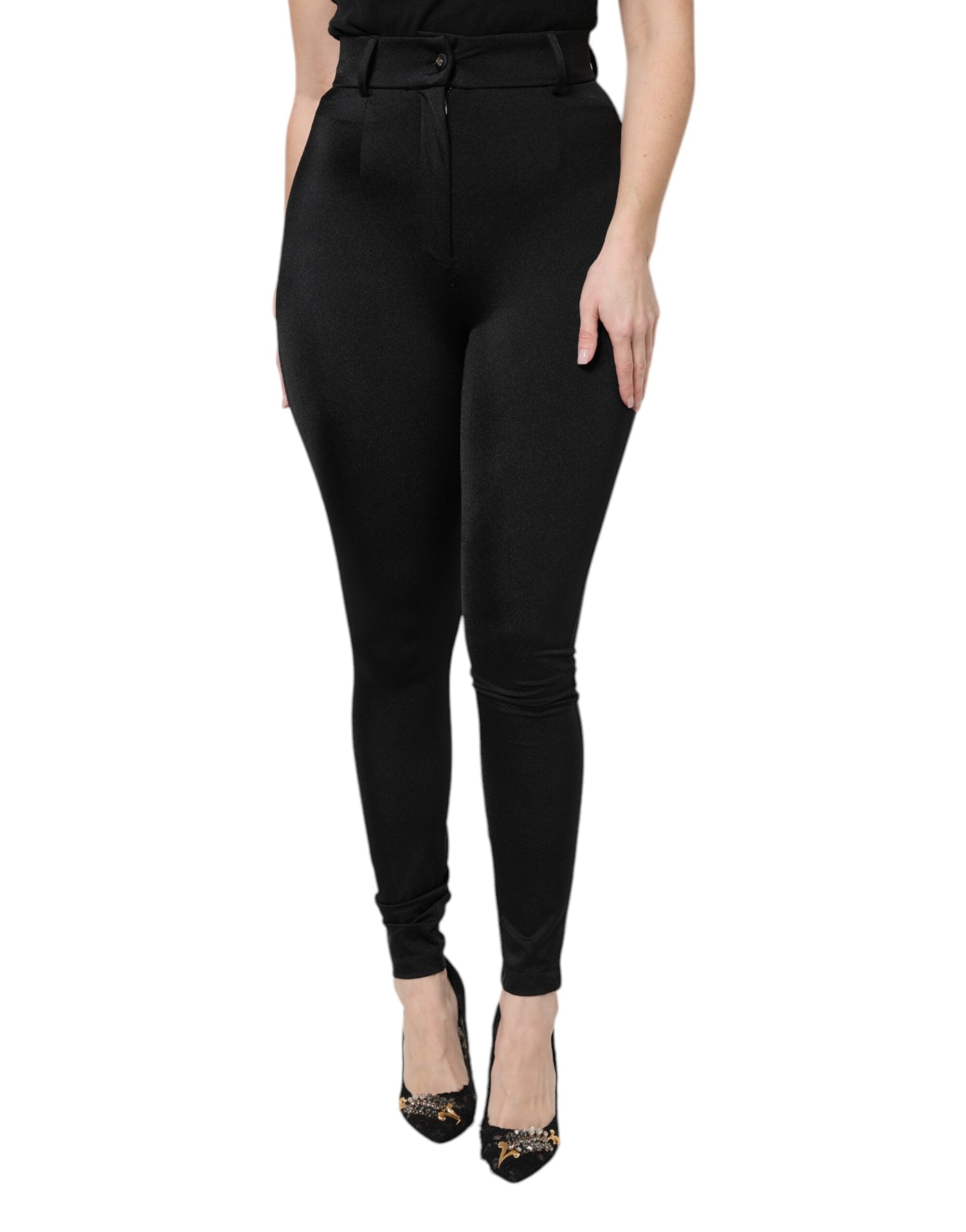 Dolce & Gabbana Black High-Waist Slim-Fit Nylon Trousers
