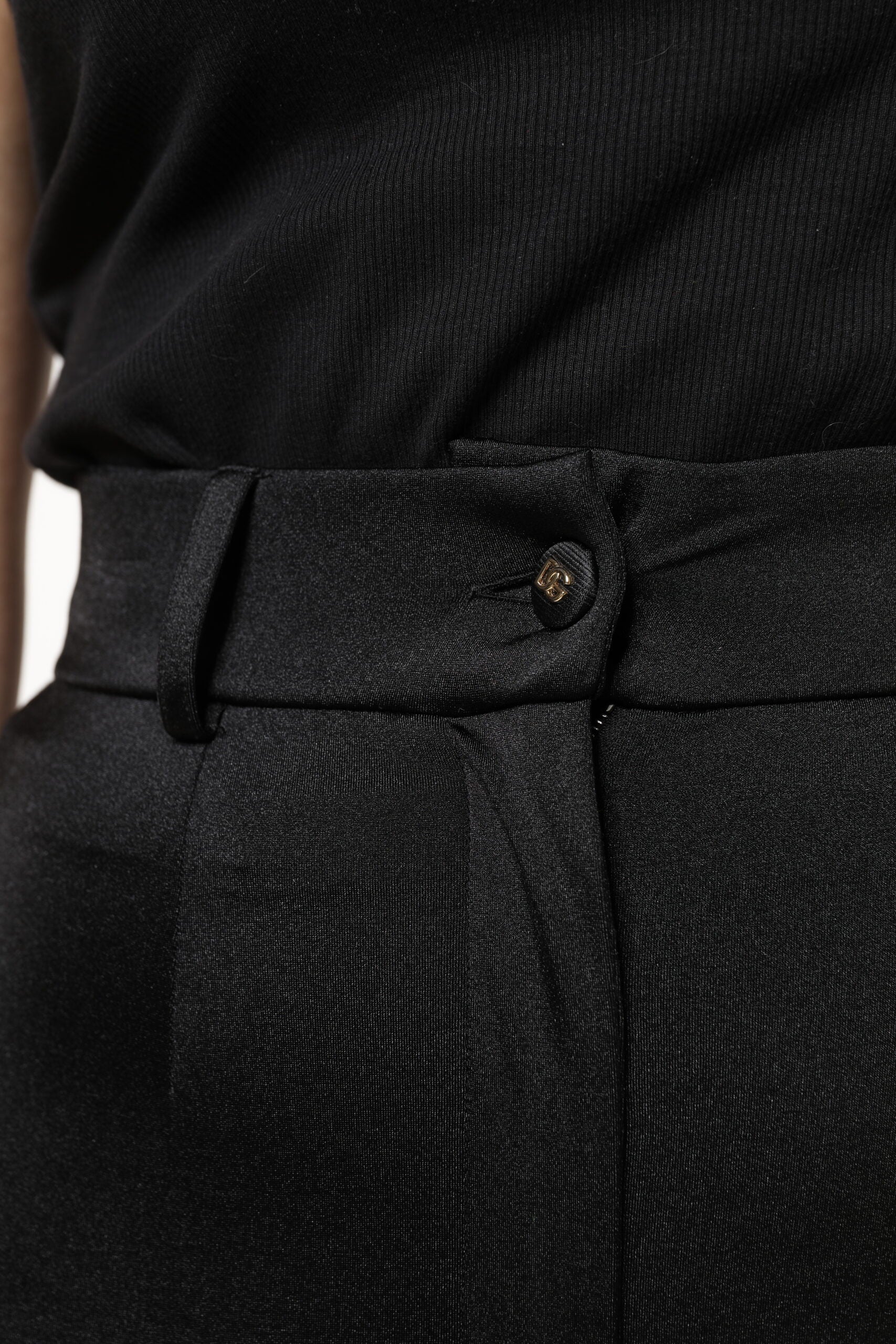 Dolce & Gabbana Black High-Waist Slim-Fit Nylon Trousers