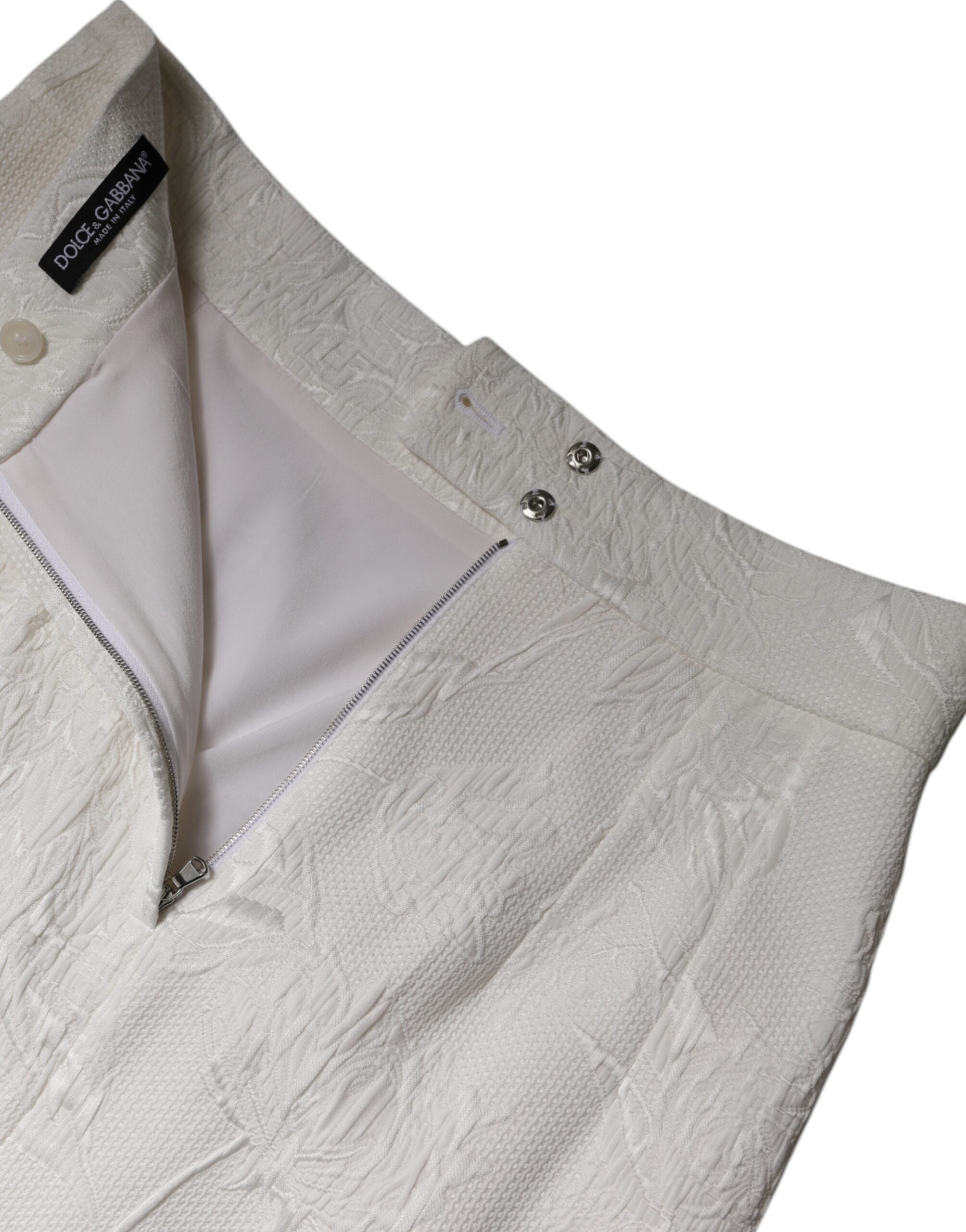 Dolce & Gabbana White High Waisted Knee-Length Pencil Skirt