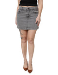 Dolce & Gabbana Grey Mid-Waist Cotton-Stretch Denim Miniskirt