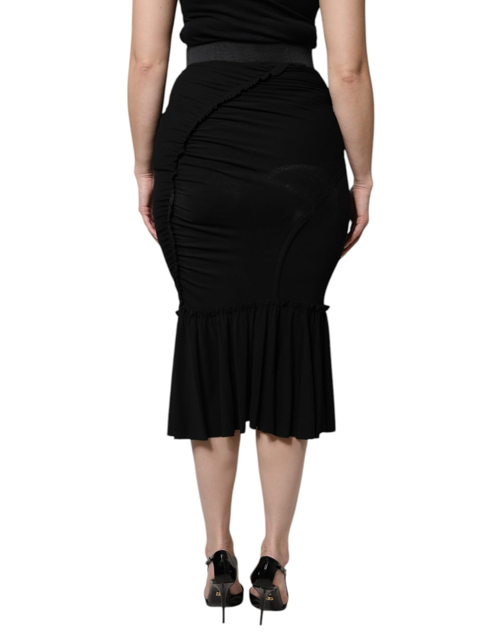Dolce & Gabbana Schwarzer Midi-Rock mit hoher Taille und Meerjungfrauenschnitt