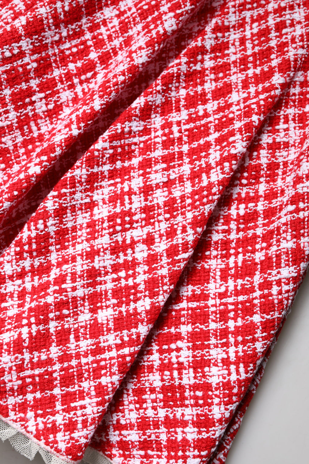Dolce & Gabbana Red White High Waist A-Line Above the Knee Skirt