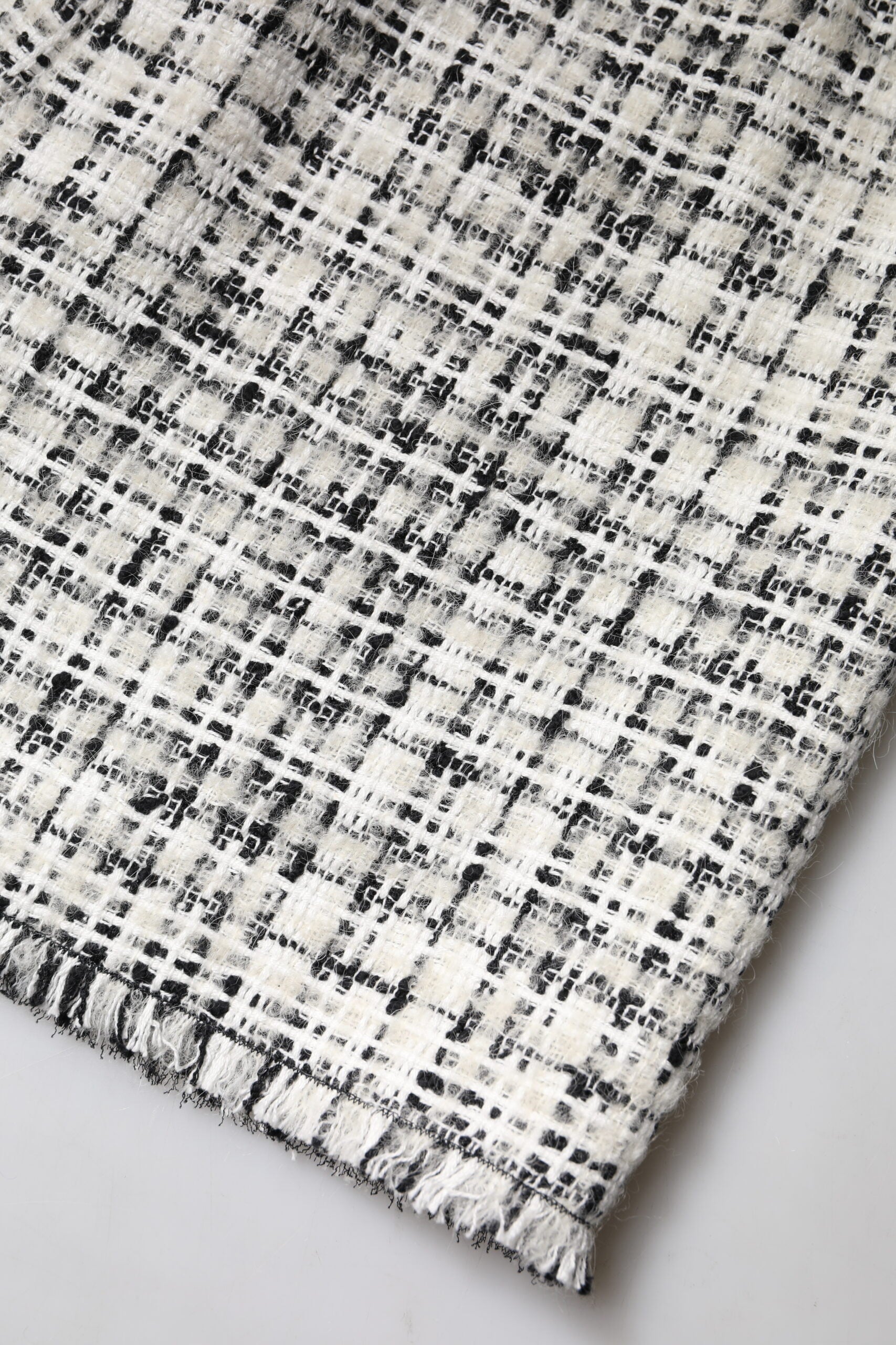 Dolce & Gabbana White Black High Waisted Tartan Tweed Mini Skirt