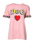 Dolce & Gabbana Pink Logo-Print Cotton Crew-Neck T-Shirt